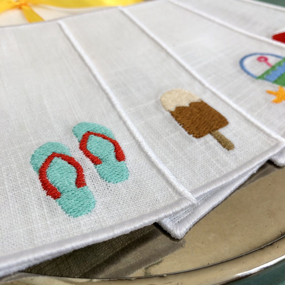 Beach Holiday Linen Cocktail Napkins Set of 4