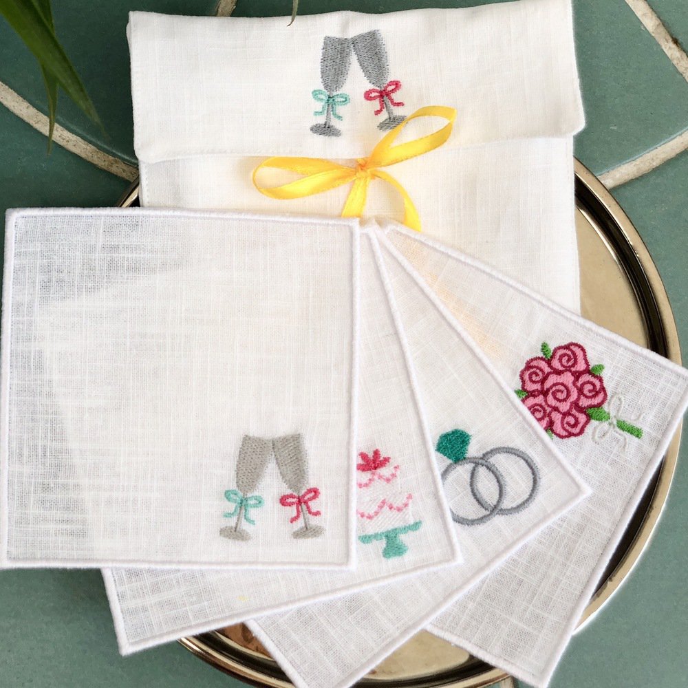 Wedding Linen Cocktail Napkins Set of 4